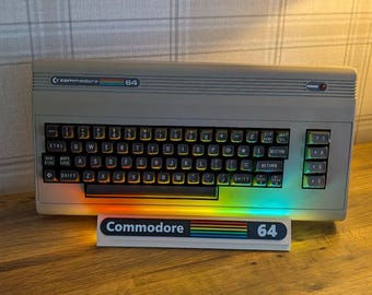Commodore 64 Retro Display Stand with Lighting – 80s Computer Collector Display
