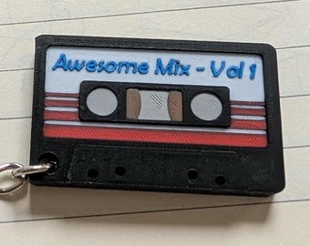 Awesome Mix Cassette Keychain: 3D Printed 80s Mixtape Keyring