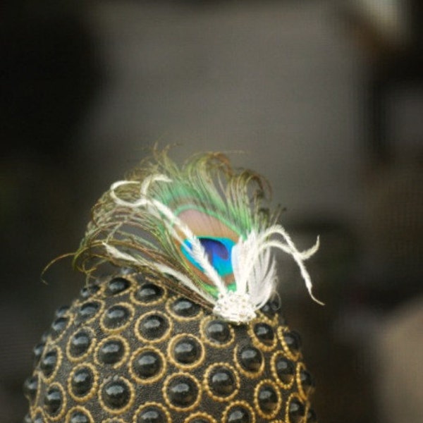 Peacock & Beads Hair Clip or Comb. Elegant Big Day. Holiday Feather Accessory, Preteen Teen Birthday Party, Bridesmaid Flower Girl Barrette