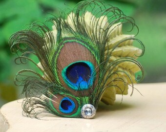 Peacock Duo Hair Clip / Comb. Sparkly Elegant Big Day Wedding Wear, Feather Glitz & Glam Accessory, Feminine Girly Party, Statement Spring