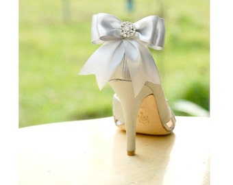 Wedding Bridal Shoe Clips. Silver Gray Satin Bows. Wedding Bride Bridesmaid Shoe Clip. MORE Colors Available. Best Seller Women Shoe Clips