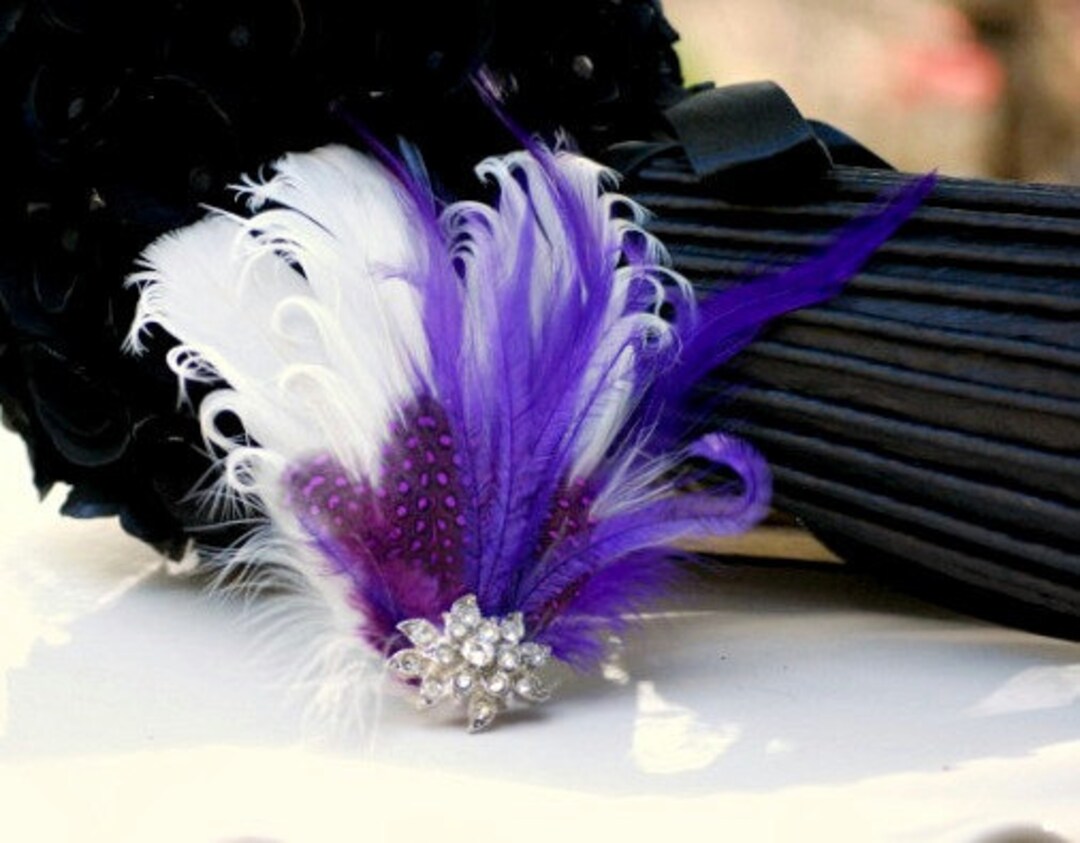 Ivory & Royal Purple - Rhinestone Fascinator Hair Comb Ivory & Royal Purple - Rhinestone Fascinator Hair Comb