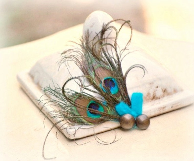 Peacock Clip / Comb by Sofisticata. Elegant Big Day Edgy Accessory, Wedding Feminine Flower Girl Teen Birthday. Bride Bridal Bridesmaid Clip image 2