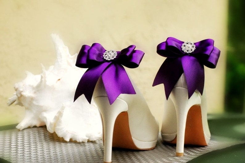 Something Blue Shoe Clips Bow. Rhinestone Crystal & Satin Etsy