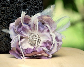 Wedding Pin, Hair Clip, Comb Amethyst Purple Flower. Big Day Fascinator, Bride Bridesmaid, Bridal Floral Fashion, Teen Rhinestone Statement