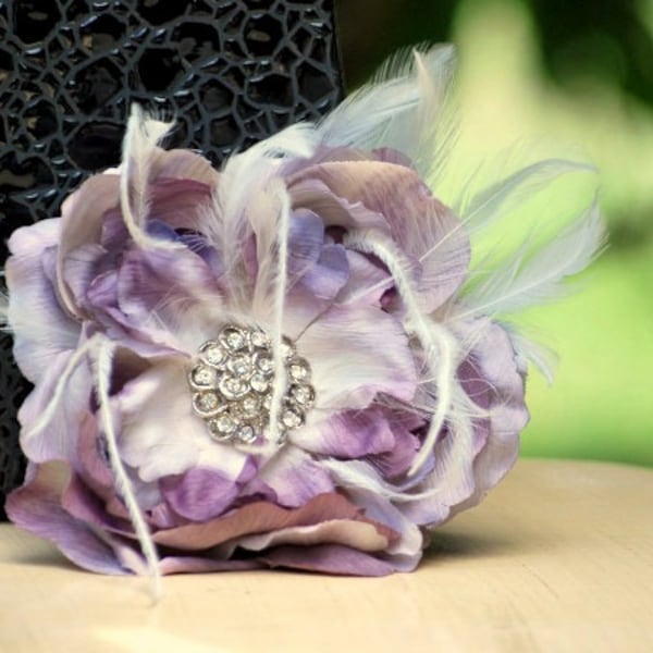 Wedding Pin, Hair Clip, Comb Amethyst Purple Flower. Big Day Fascinator, Bride Bridesmaid, Bridal Floral Fashion, Teen Rhinestone Statement