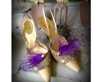 Royal Purple Peacock Clips de zapatos. Diamante de Imitación / Gema de perla. Declaración Couture. Verde manzana Turquesa Azul Menta. Novia con estilo. Accesorio nupcial