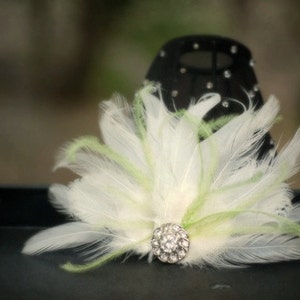 Wedding Shoe Clips Ivory White Black Feather & Pearl / Rhinestone. Bride Bridesmaid, Engagement Bridal Shower Gift, Spring Sparkle Burlesque image 5