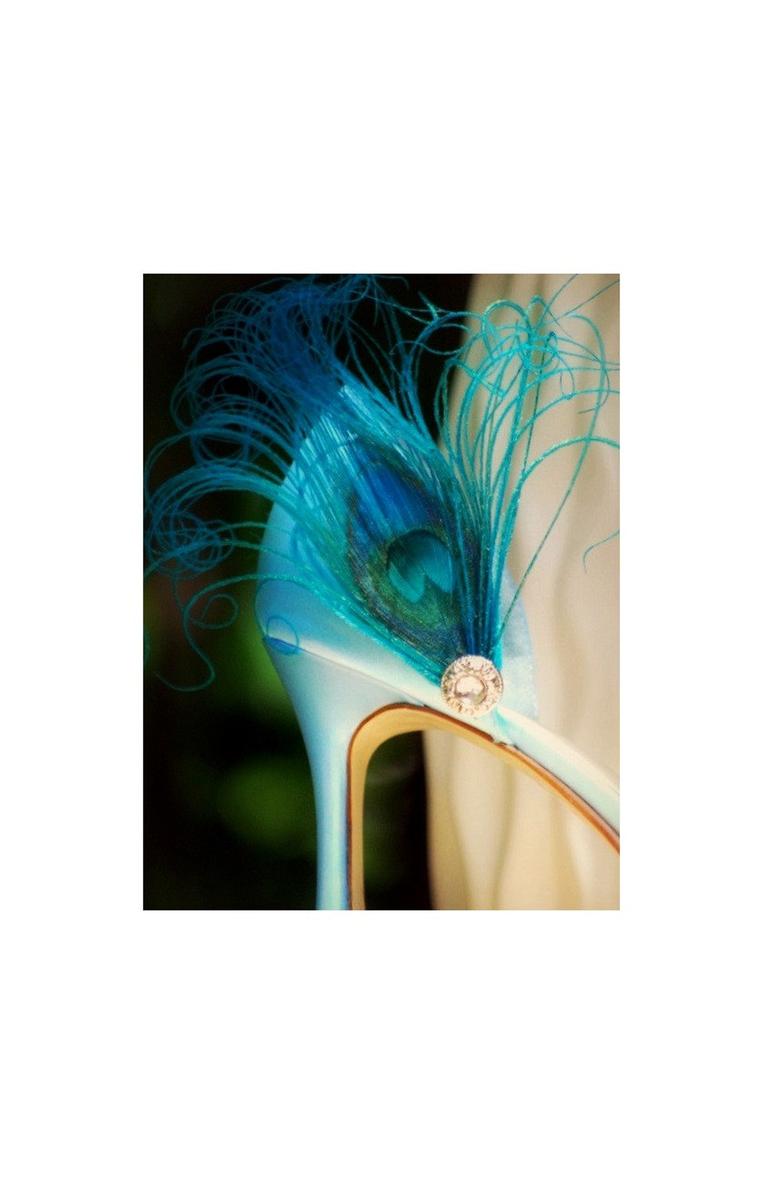 Something Blue Shoe Clips. Turquoise Peacock & Rhinestone Gem Etsy