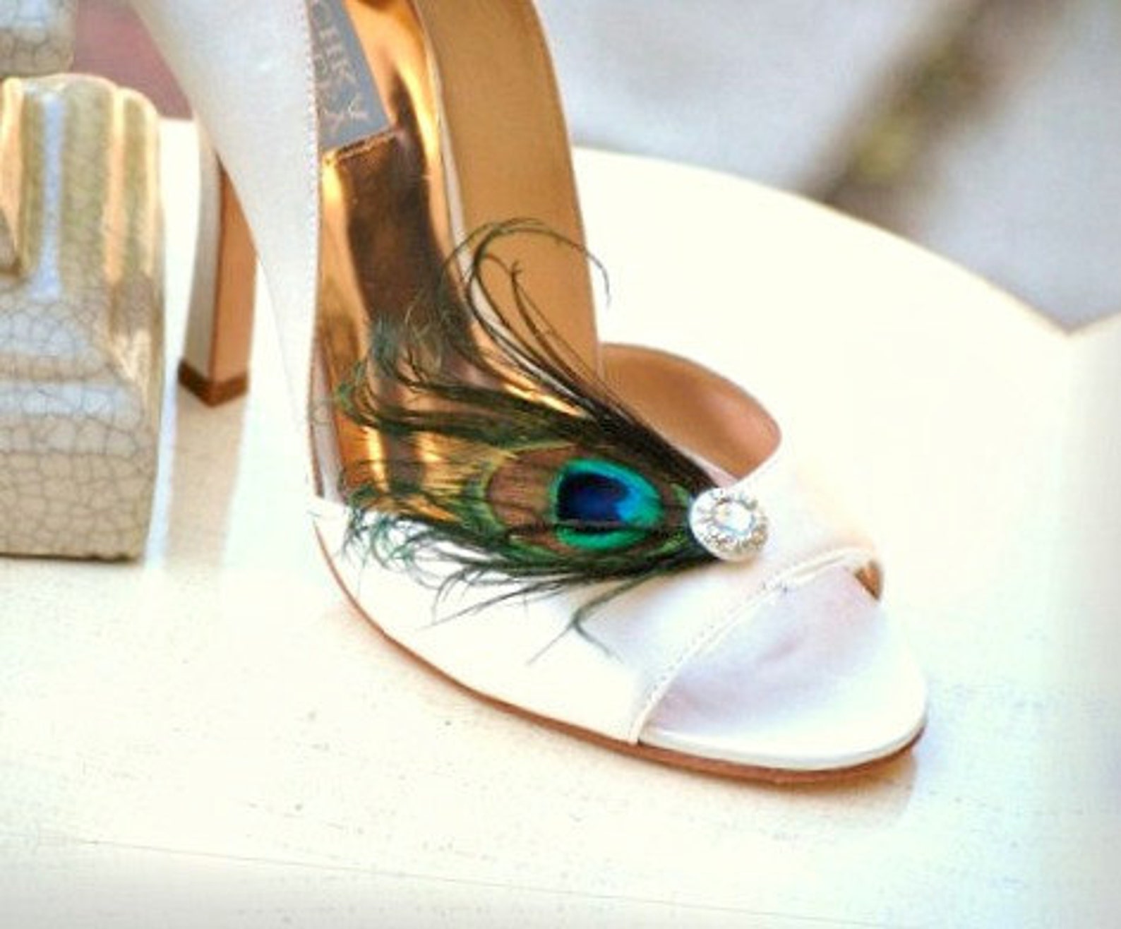 Bridesmaid Peacock Feather Shoe Clips. Statement Chic Feminine Etsy