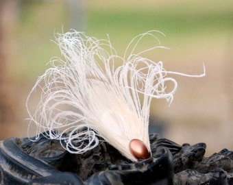 Copper & Peacock Feather Hair Clip / Comb / Bobby. Statement Elegant Holidays, Metallic Golden Accessory, Feminine Girly Teen Birthday Party