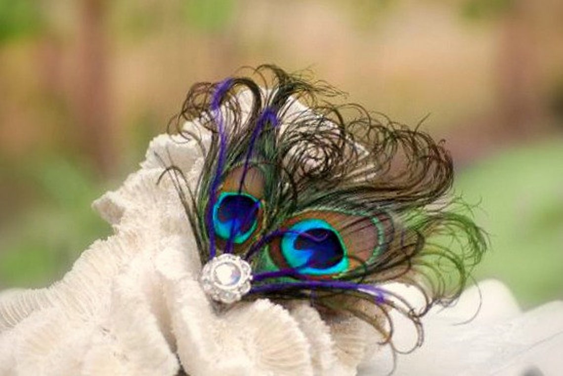 Fancy Peacock Duo Hair Clip / Comb. Wedding Head Piece Couture Etsy