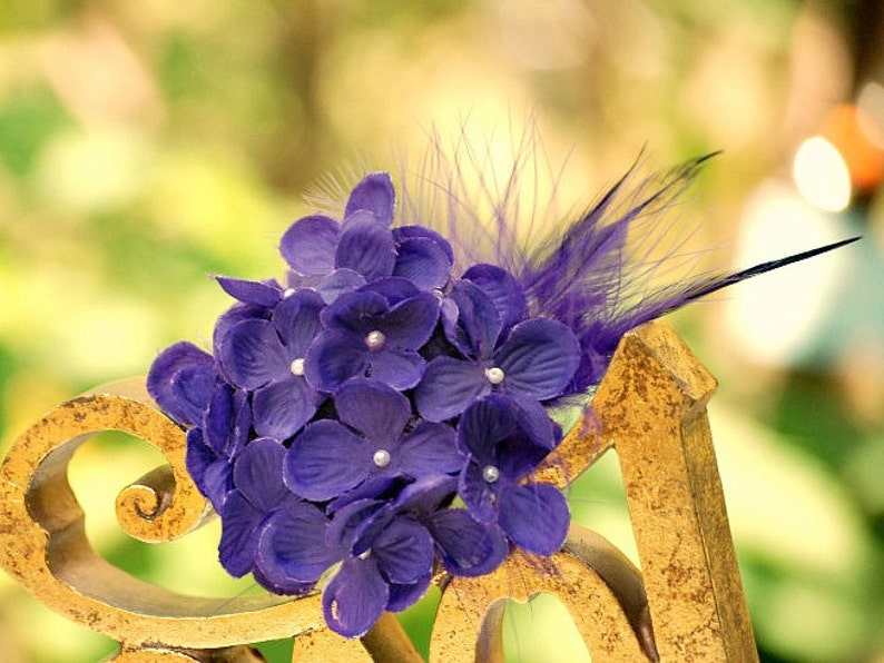 Royal Purple Blue Red Hydrangeas Shoe Clips Sophisticated Bride Bridal Bridesmaid Couture Wedding Pearl /& Feather Bloom Bunch Petals