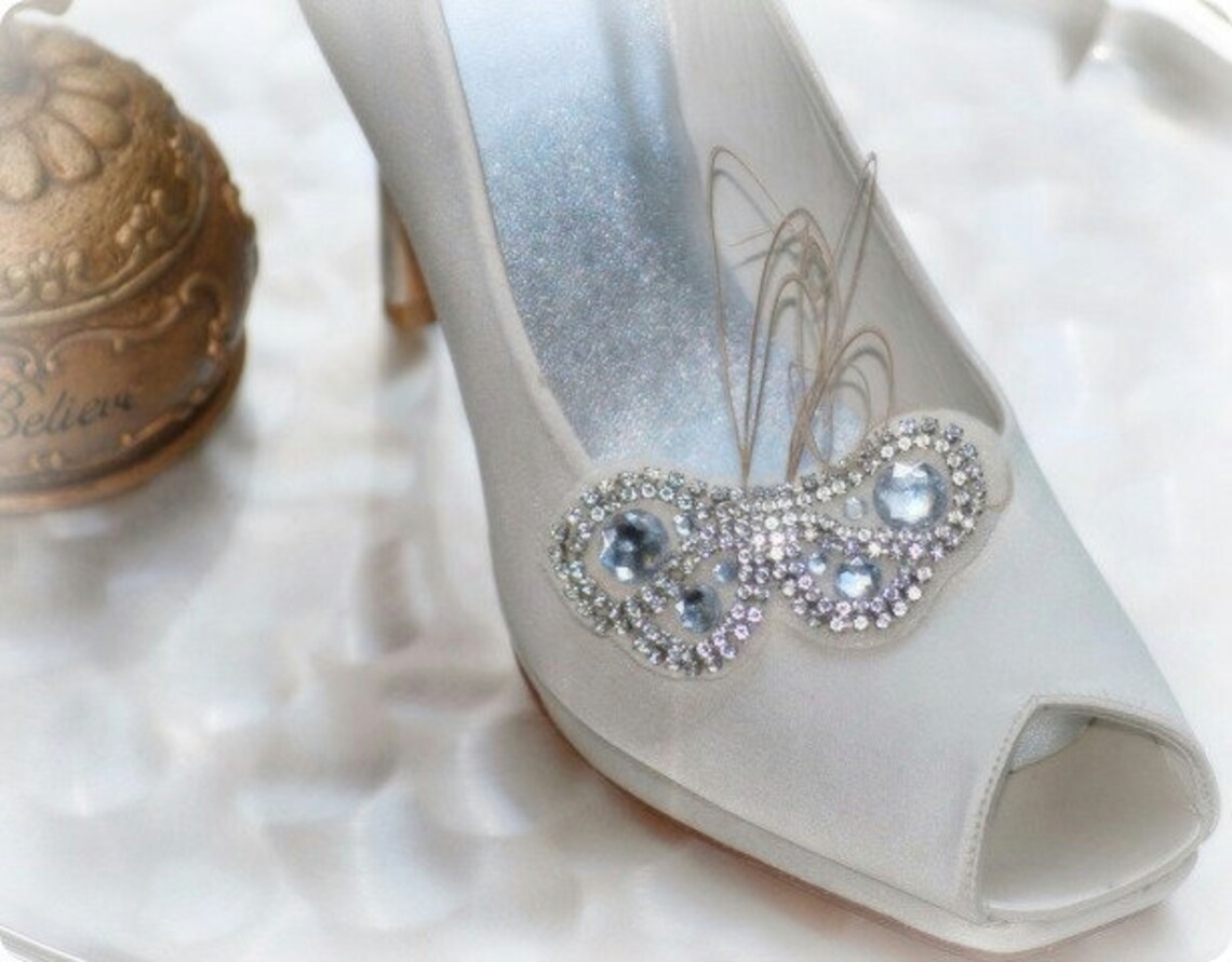 Rhinestone Butterfly Shoe Clips Dainty Stylish Bride Bridal Etsy