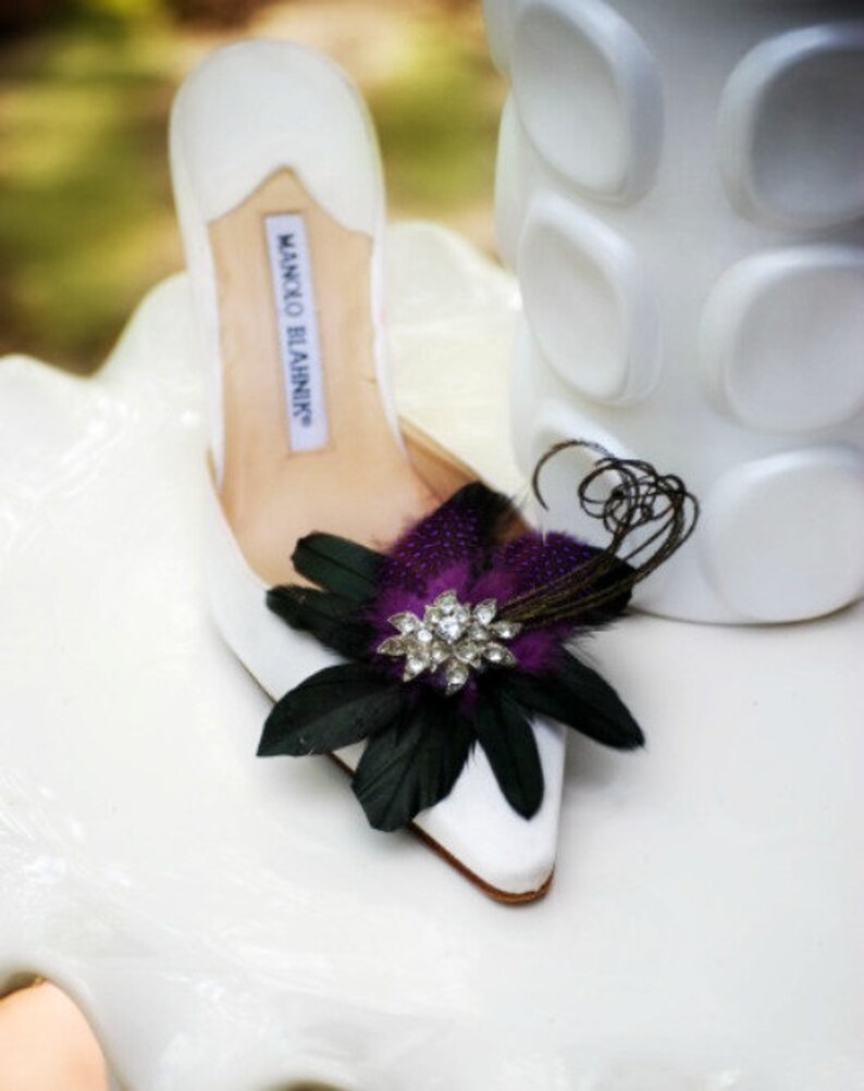 Iridescent Ebony Purple Shoe Clips. Statement Beads / Etsy