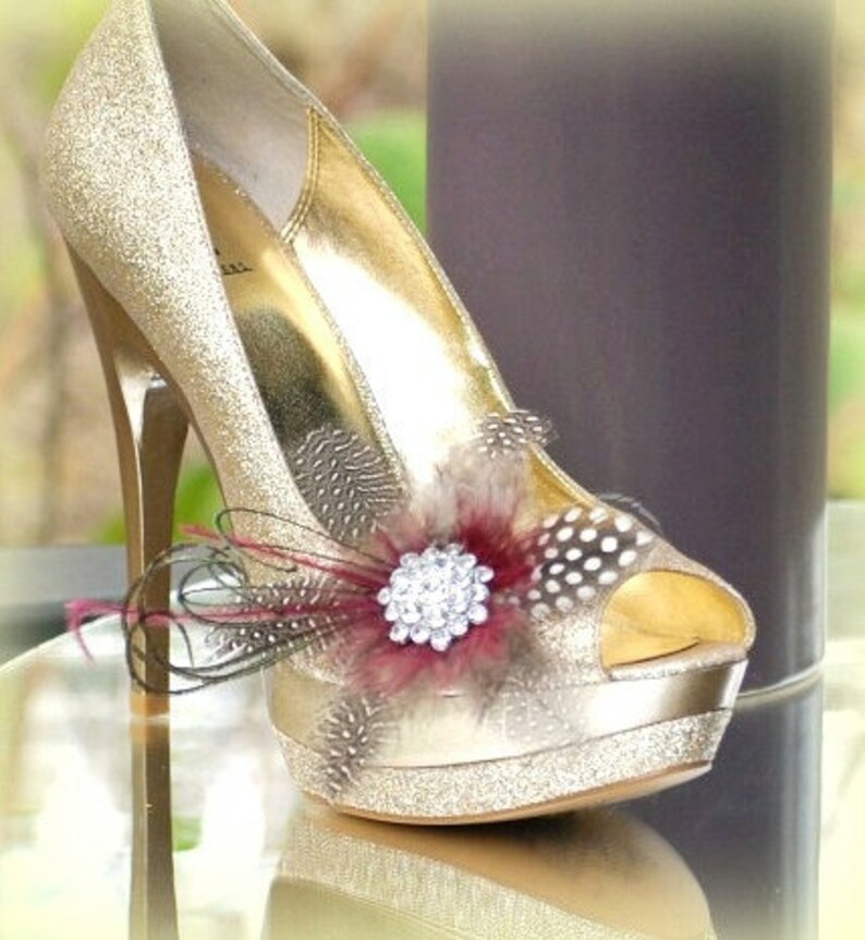 Marsala Burgundy Shoe Clips. Statement Sparkle Silver Etsy