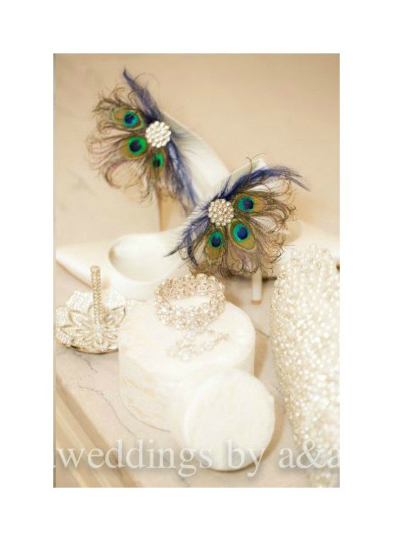 Wedding Shoe Clips Royal Blue & Peacock Fan. Bride Bridal Etsy