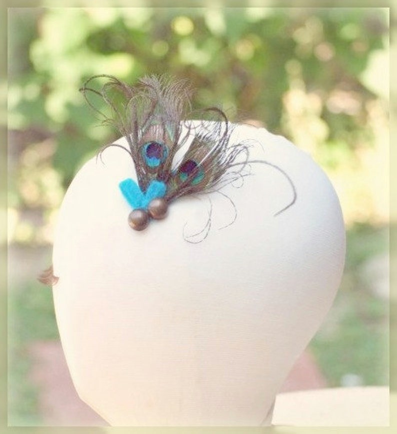 Peacock Clip / Comb by Sofisticata. Elegant Big Day Edgy Accessory, Wedding Feminine Flower Girl Teen Birthday. Bride Bridal Bridesmaid Clip image 4