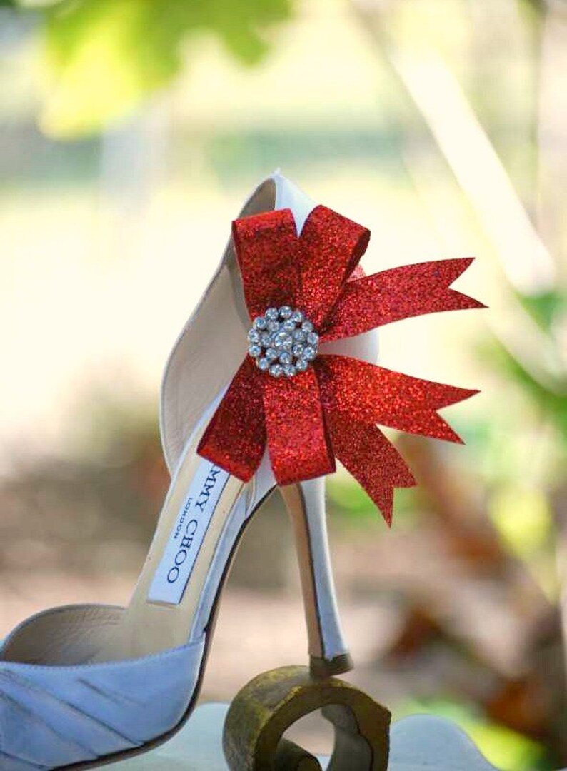 Red Bow Shoe Clips. Sparkly & Metallic Fuschia Golden Gold Etsy