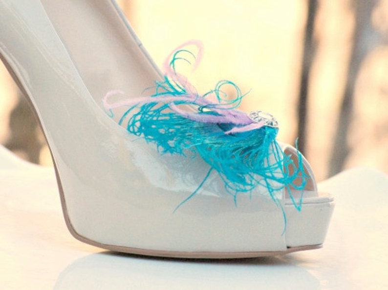 Something Blue Shoe Clips. Turquoise Peacock Lavender / Lilac Etsy