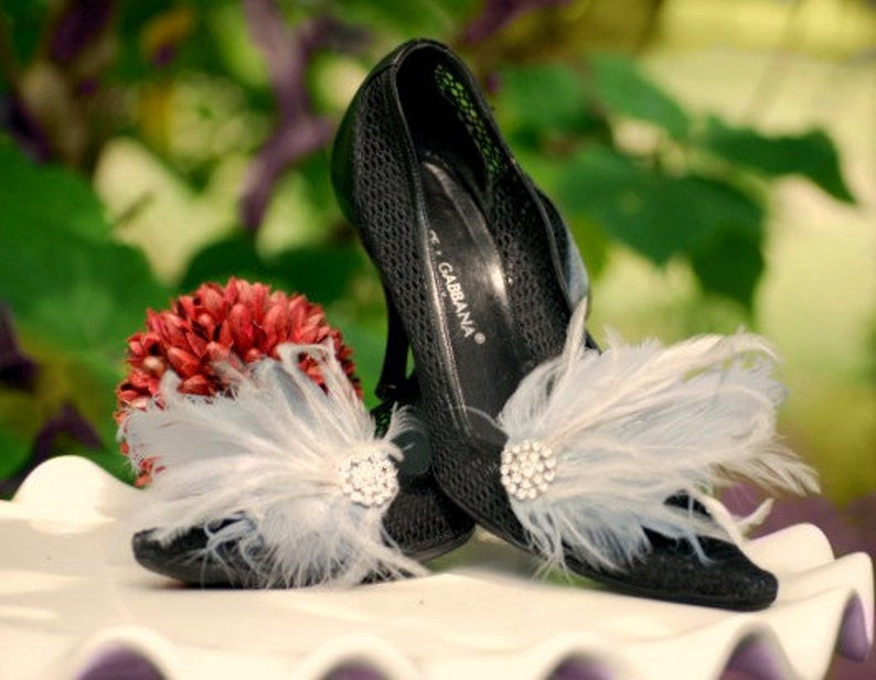 Shoe Clips Grey & Rhinestones Crystals / Pearls. Glacier Gray Etsy