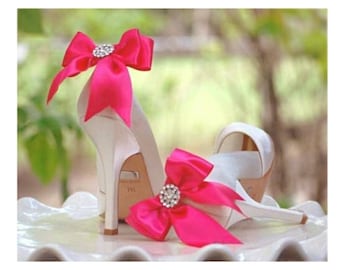 Wedding Bow Shoe Clips Fuchsia. White Ivory Blue Black & Rhinestone Sparkle Shoe Clip. Fashion Shoe Clip Couture. Spring Bachelorette Party