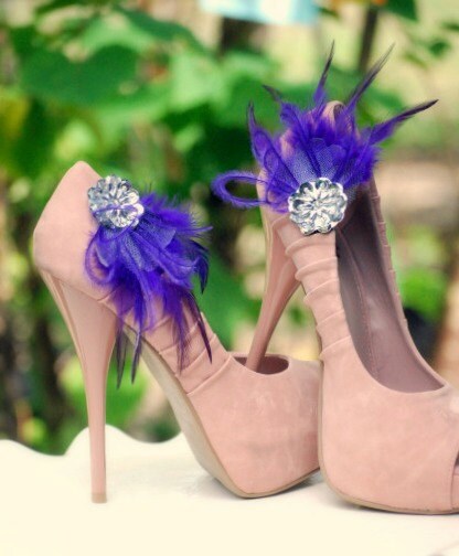 Purple feather heels hotsell