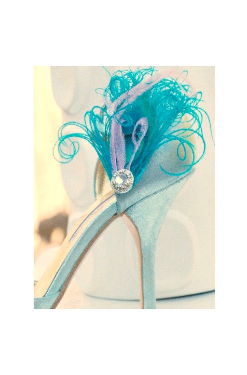 Something Blue Shoe Clips. Turquoise Peacock Lavender / Lilac Etsy