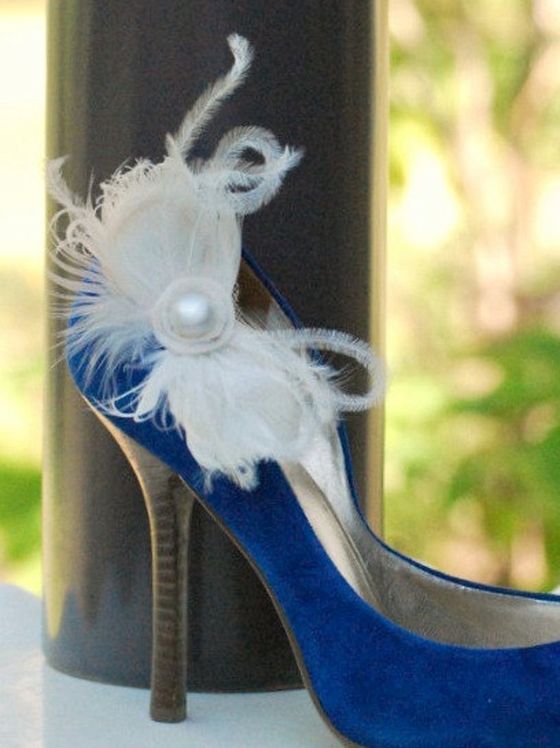 Wispy Ivory Shoe Clips. White Black Clip. Ostrich Feather Etsy