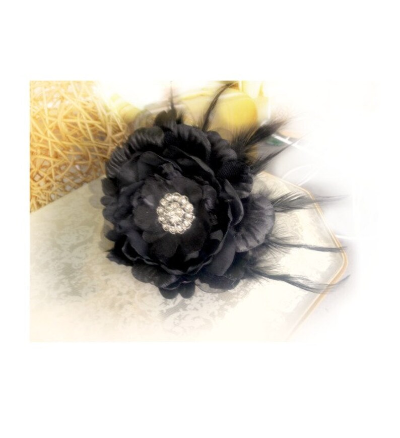 Pin / Hair Clip / Comb Red & Black Feathered Flower Etsy