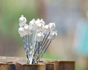 Wedding U Hair Pins. Set of 6 Ivory / White Pearl 3 OR 2 inch Silver. Couture Bridal Beaded Gift,  Elegant Bride Bridesmaid, Graduation Prom