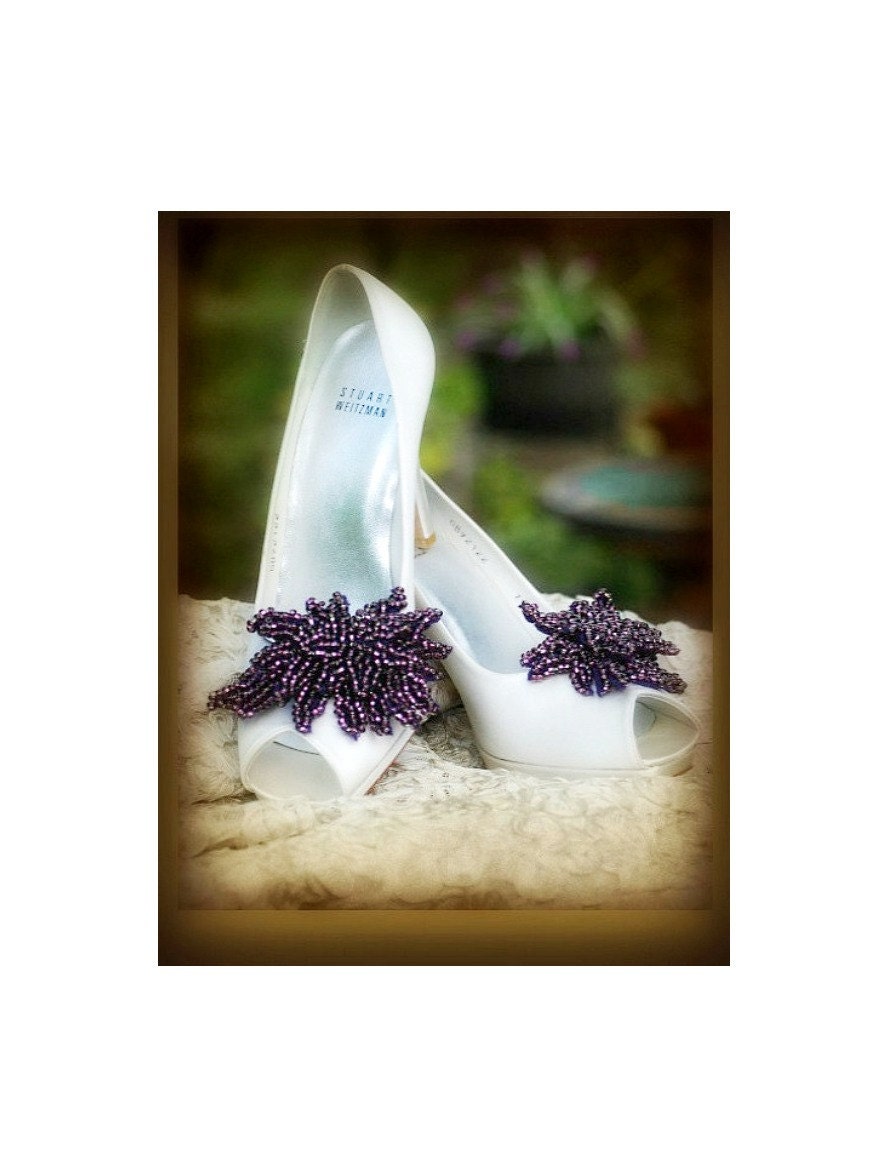 Aubergine Purple Shoe Clips. Bella Twilight Movie Handmade