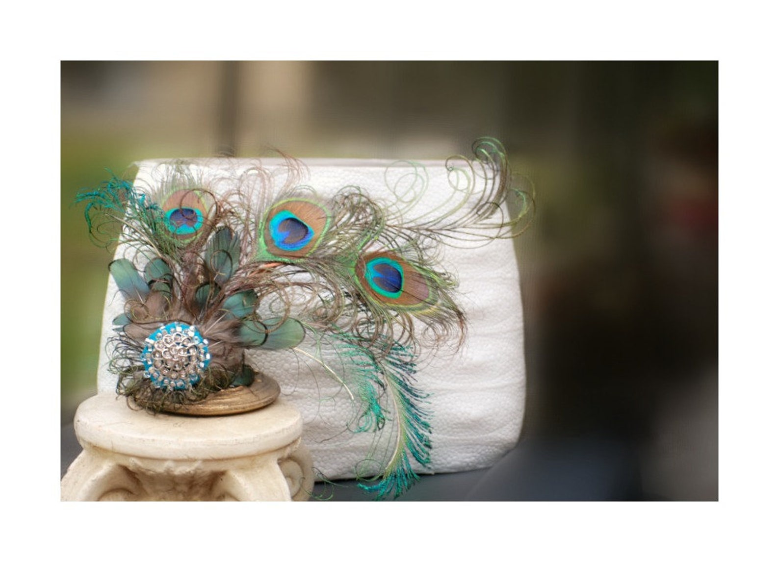 Wedding Peacock Hair Comb Fascinator. Engagement Peacock Etsy
