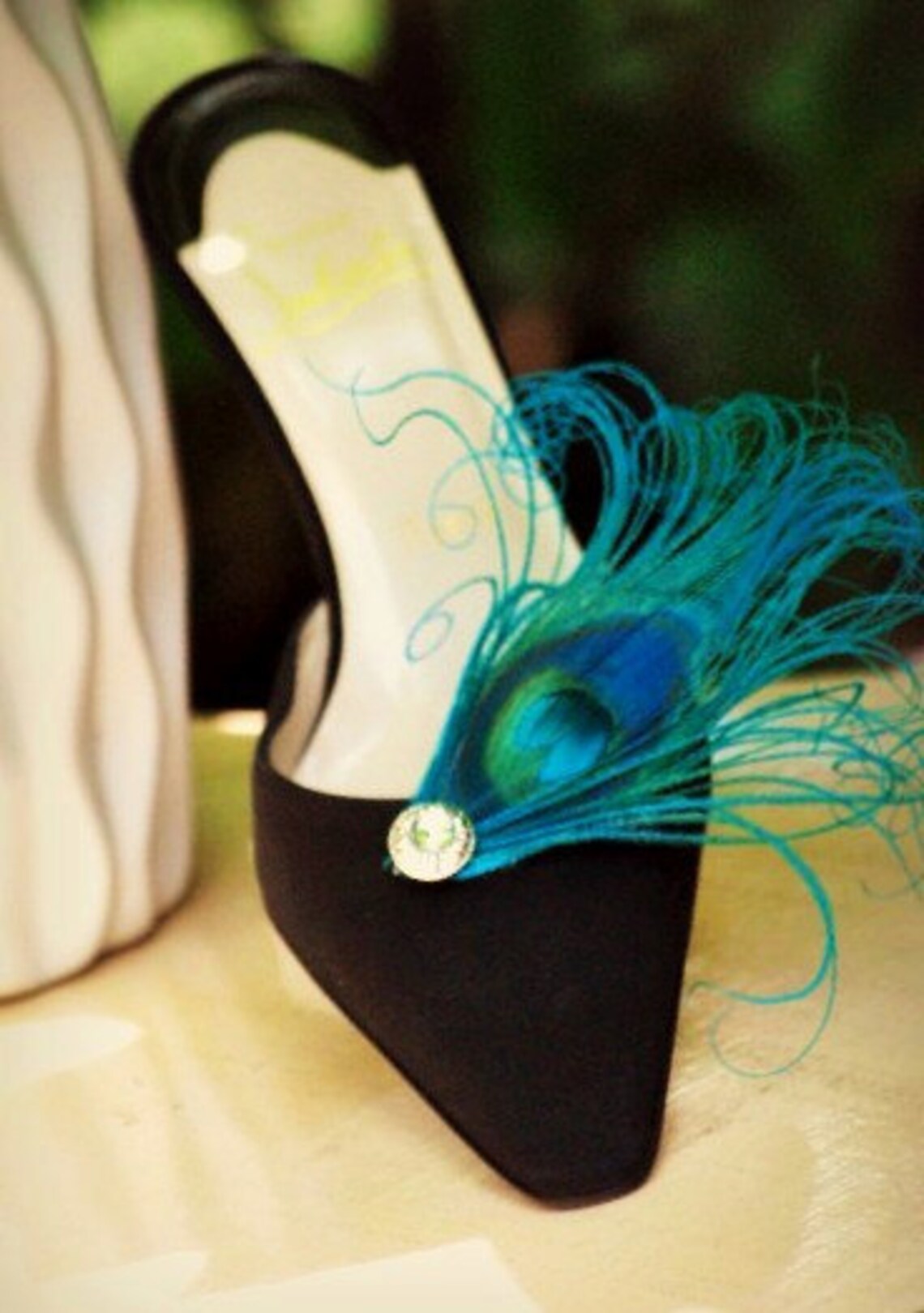 Something Blue Shoe Clips. Turquoise Peacock & Rhinestone Gem Etsy