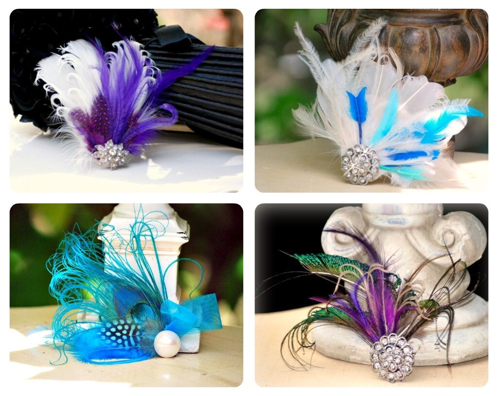 Ivory & Royal Purple - Rhinestone Fascinator Hair Comb Ivory & Royal Purple - Rhinestone Fascinator Hair Comb