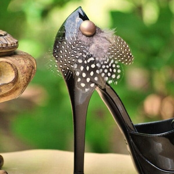 Set Shoe Clips Guinea Champagne. Stylish Feminine Couture Rockabilly Burlesque Boudoir Pins, Bride Bridal Bridesmaid, Steampunk Unique Shoes