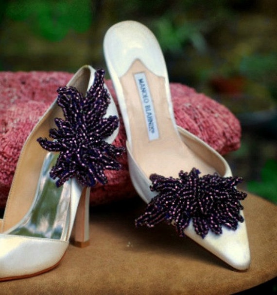 Clips de zapatos morados berenjena. Bella Twilight Película, Novia novia  boda hecha a mano nupciales. Heel Luxe Couture Beading, Declaración Gossip  Girl Sex City - Etsy México