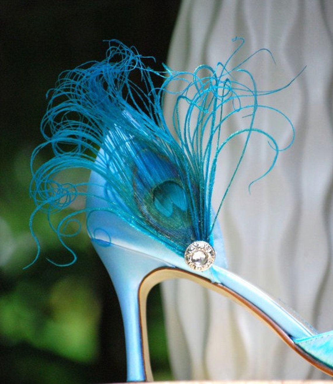 Shoe Clips Pearl & Turquoise Peacock. Chic Big Day Wedding. Etsy
