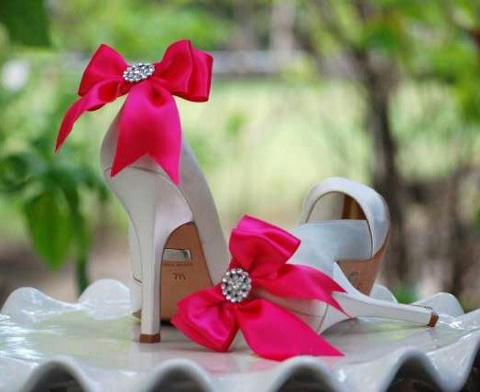 Shoe Clips Black / Blue / Orange / Yellow / Red Bow. Ivory or Etsy