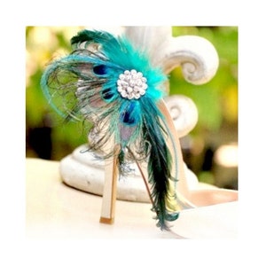Schoenclips Pauwventilator & Iriserend Groenblauw. Couture Bruid Bruid Bruids Bruidsmeisje MOH Gift, Vrouwelijke Bruiloft 2015 Verklaring Luxe Verlovingsfeest
