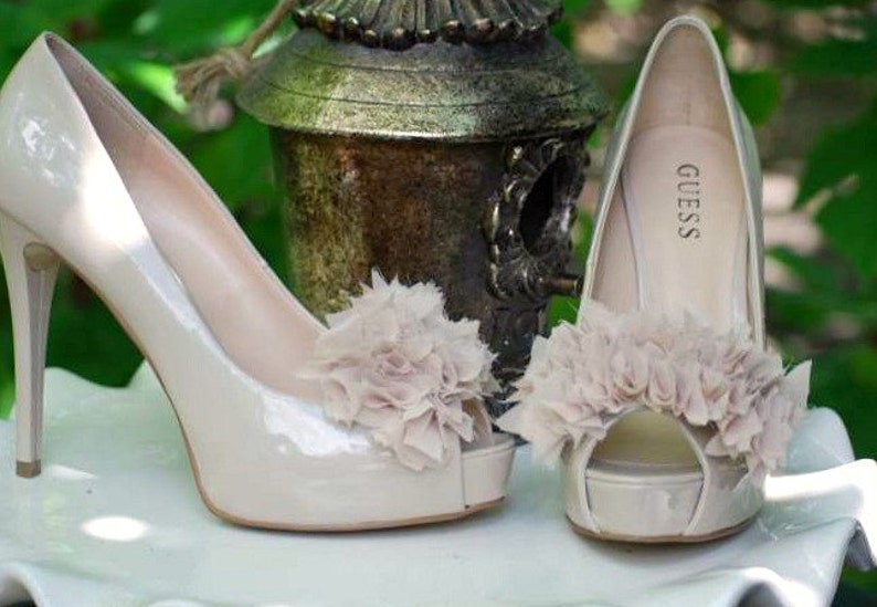Champagne Nude Ruffles Shoe Clips. Bridal Bride Bridesmaid Etsy