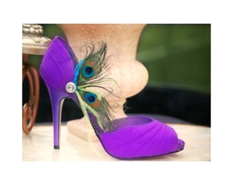 Peacock Eyes and Rhinestones Shoe Clips 