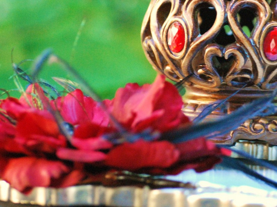 Pin / Hair Clip / Comb Red & Black Feathered Flower Etsy