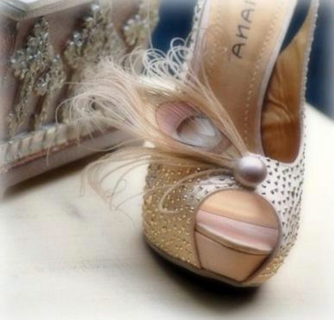 Pearl & Champagne Shoe Clips. Wedding Big Day Gift Elegant Etsy