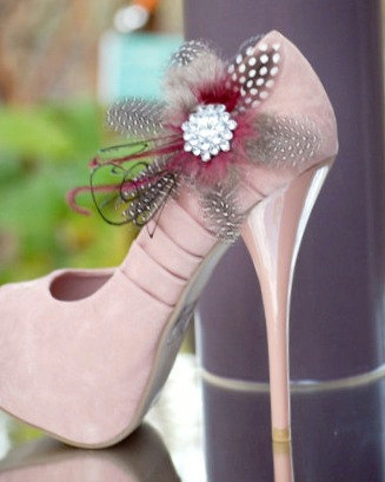 Marsala Burgundy Shoe Clips. Statement Sparkle Silver Etsy