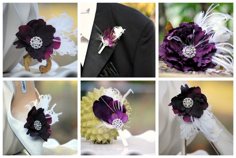Pin / Hair Clip / Comb Red & Black Feathered Flower Etsy