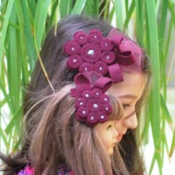 My American Girl Doll & Me Hair Clips / Broches Pins / Barrettes. Perle d’aubergine prune, M2M Matilda Jane / Persnickety, Enfant mère fille