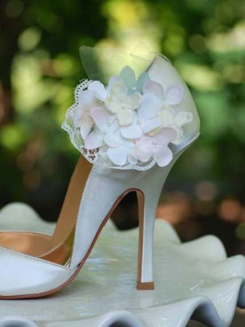 Bride Shoe Clips Beige Ivory Pink Celadon Hydrangeas & Lace. Etsy Ireland