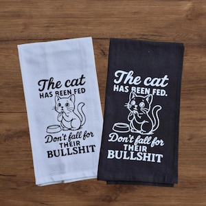 Cat Themed Kitchen Towels – Cute Cat Lover Tea Towels – Funny Cat Kitchen Decor – Gift for Cat Mom or Cat Dad – Housewarming Gift