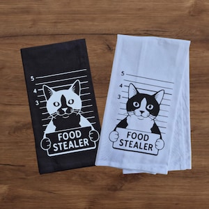 Cat Themed Kitchen Towels – Cute Cat Lover Tea Towels – Funny Cat Kitchen Decor – Gift for Cat Mom or Cat Dad – Housewarming Gift